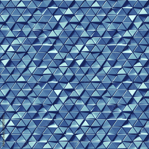 Seamless pattern of blue triangles 3D render
