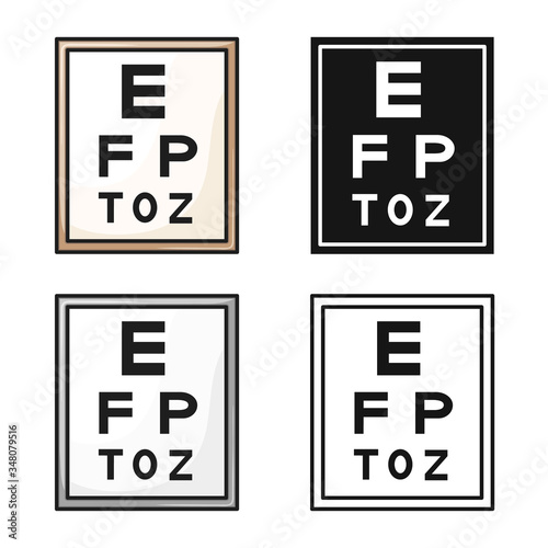 Isolated object of text and optical symbol. Web element of text and eyesight stock symbol for web.