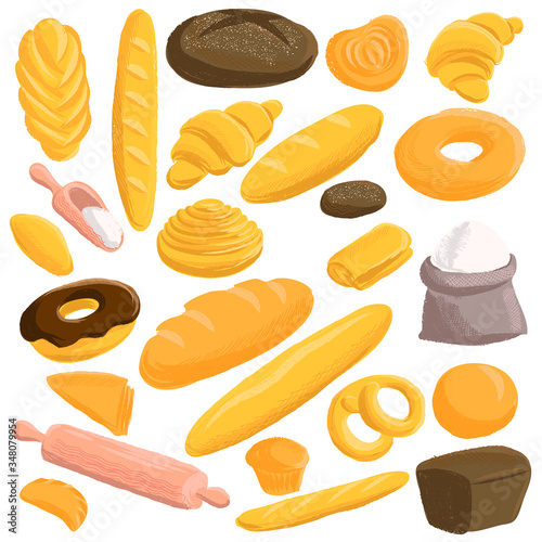 vector drawing bread and bakery