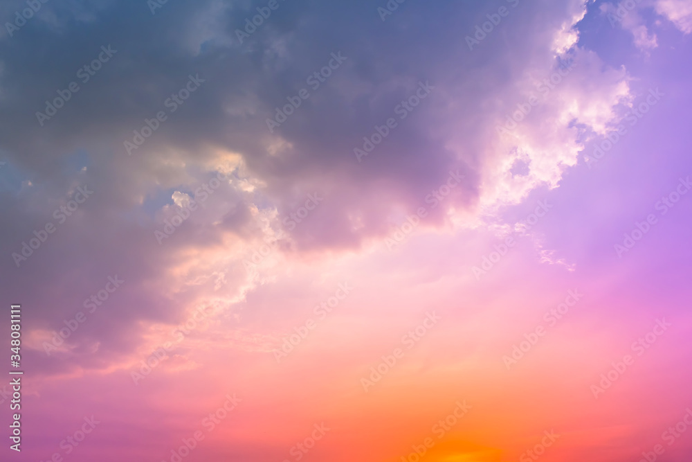 wonderful sunset light with purple and orange light in twilight sky