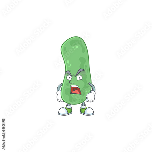 Enterobacteriaceae cartoon character design with mad face