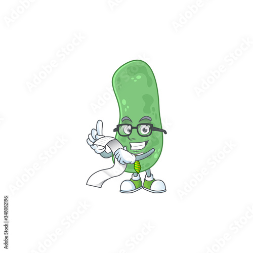 Mascot cartoon concept of enterobacteriaceae with menu list
