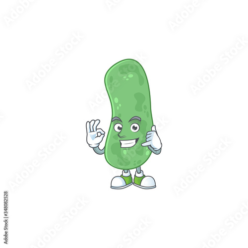 Enterobacteriaceae mascot cartoon design make a call gesture