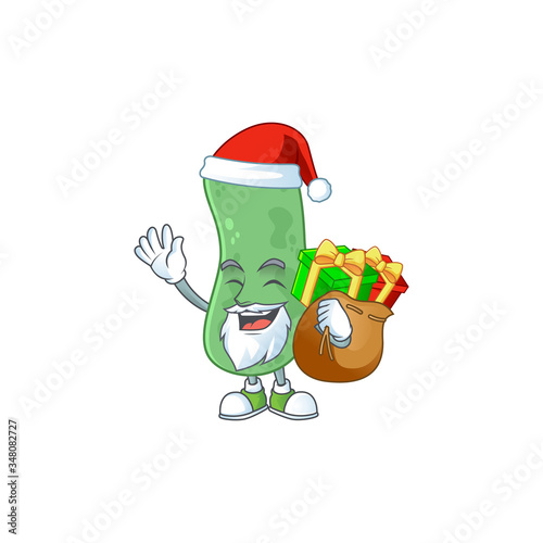 Santa enterobacteriaceae Cartoon character design with sacks of gifts