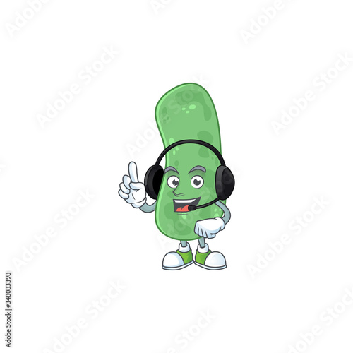 Enterobacteriaceae cartoon character style speaking on headphone