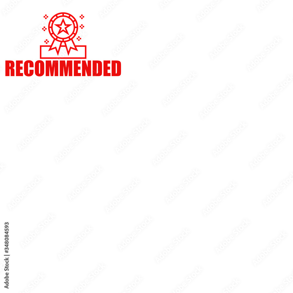 Recommended badge logo for e-commerce product listing in websites and recommended badge