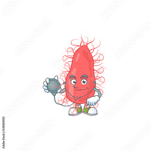 A dedicated Doctor escherichia Cartoon character with stethoscope