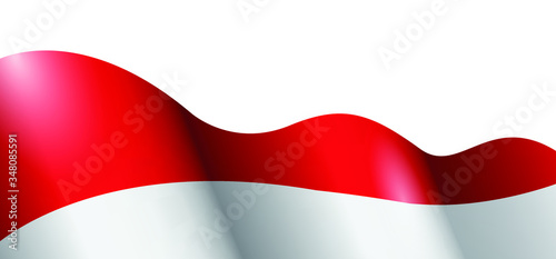 Vector Ilustration of Indonesia flag Design. Waving flag. Design for banner, poster, brochure and website.