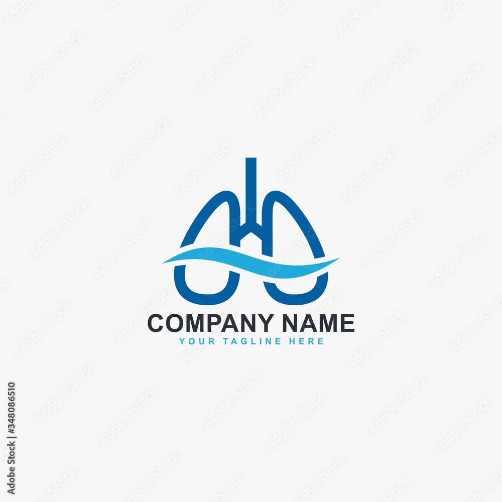 Breathe logo design vector. Lungs care clinic abstract logo symbol.