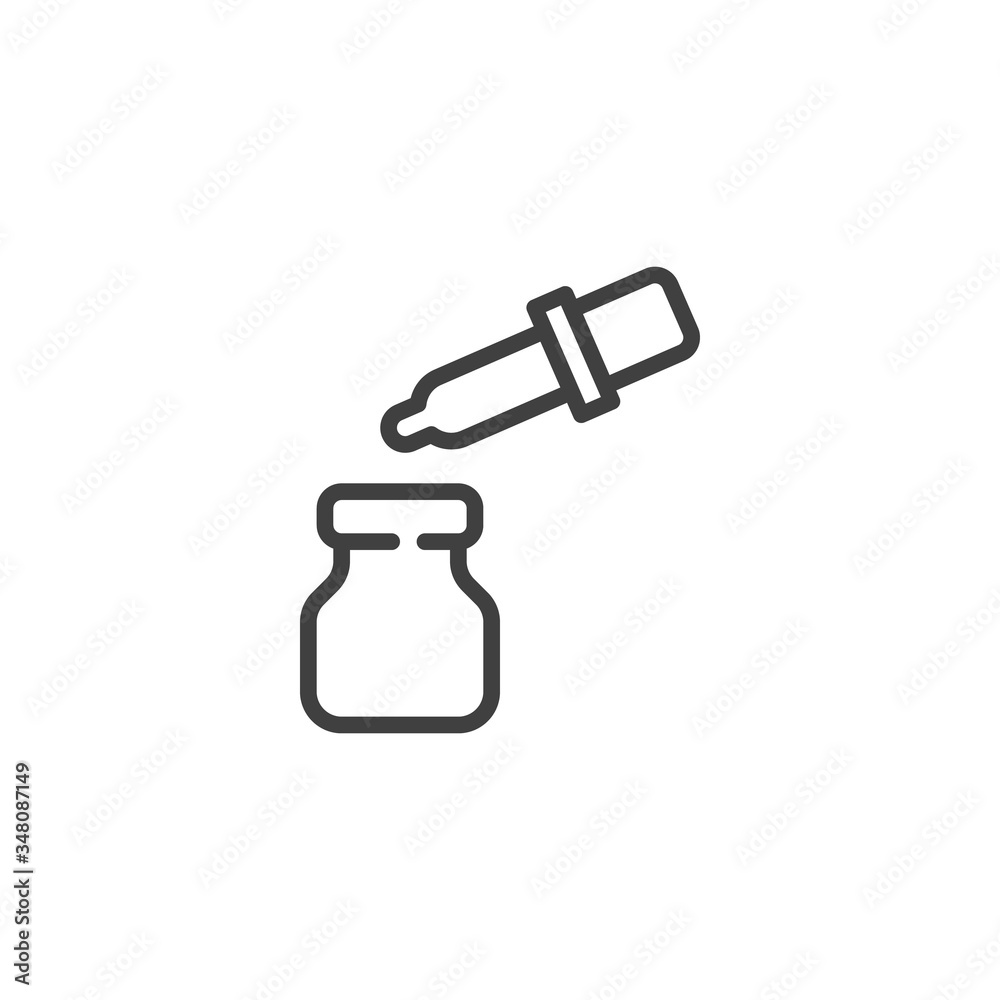 Essential oil line icon. linear style sign for mobile concept and web design. Oil bottle and pipette outline vector icon. Symbol, logo illustration. Vector graphics Essential oil line icon. linear style sign for mobile concept and web design. Oil bottle and pipette outline vector icon. Symbol, logo illustration. Vector graphics