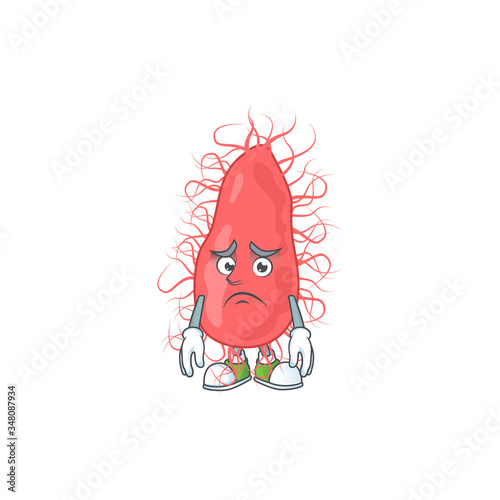 Cartoon picture of escherichia with worried face