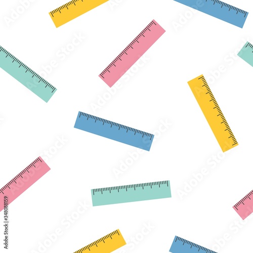 Cute seamless pattern with colorful ruler. Vector illustration