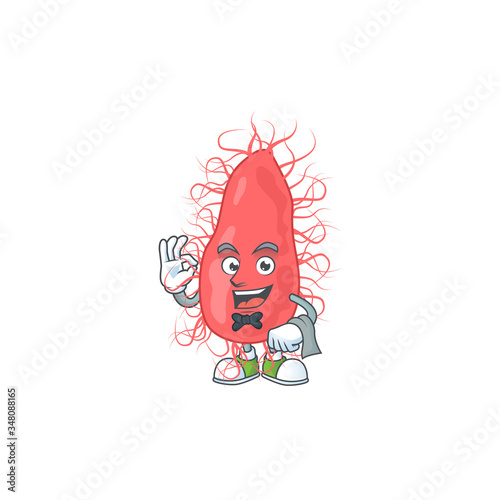 A escherichia waiter cartoon character ready to serve