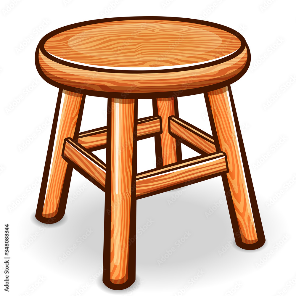 Vector cartoon wooden stool isolated