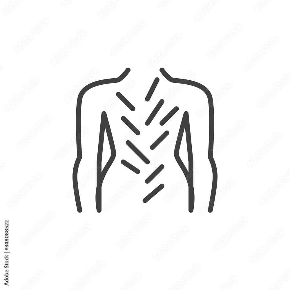 Acupuncture treatment line icon. linear style sign for mobile concept and web design. Acupuncture, spa therapy outline vector icon. Symbol, logo illustration. Vector graphics