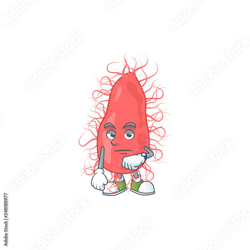 Escherichia with waiting gesture cartoon mascot design concept