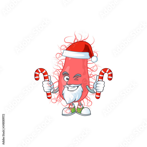 Escherichia humble Santa Cartoon character having candies