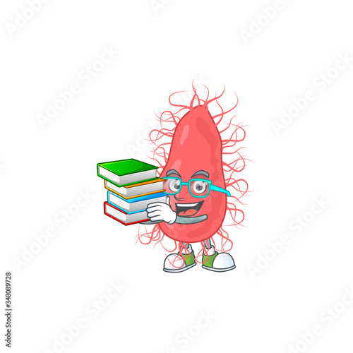 A mascot design of escherichia student character with book