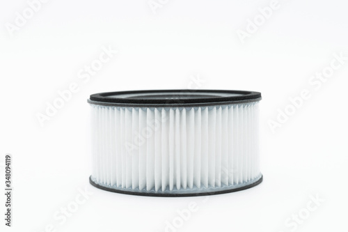 Close-up view of the hepa filter isolated on the white background.