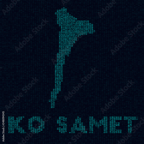 Ko Samet tech map. Island symbol in digital style. Cyber map of Ko Samet with island name. Elegant vector illustration.
