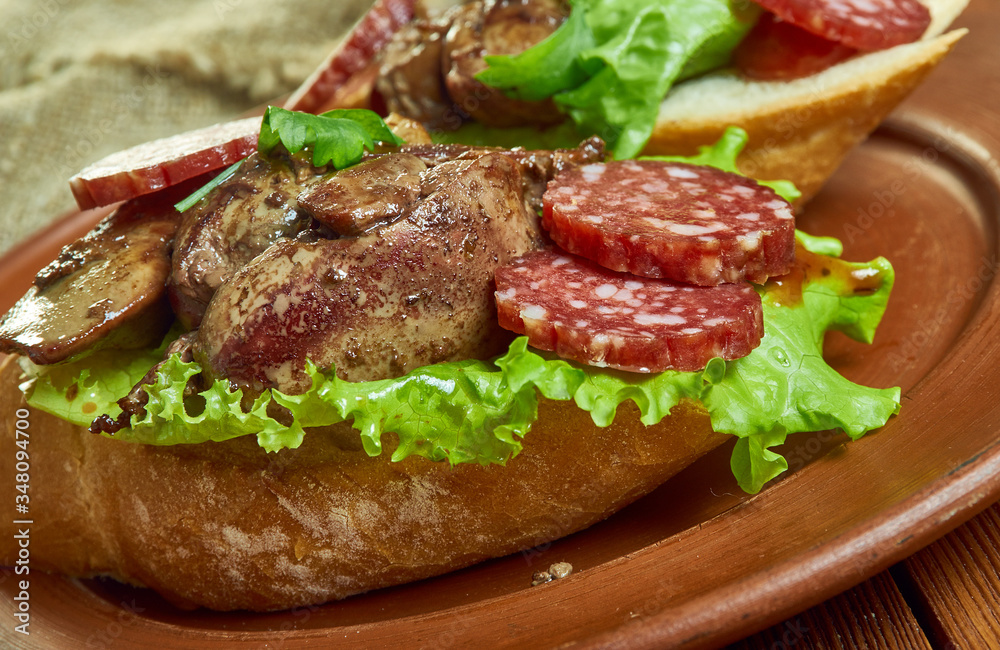 Chicken liver chorizo open sandwich Chicken liver chorizo open sandwich