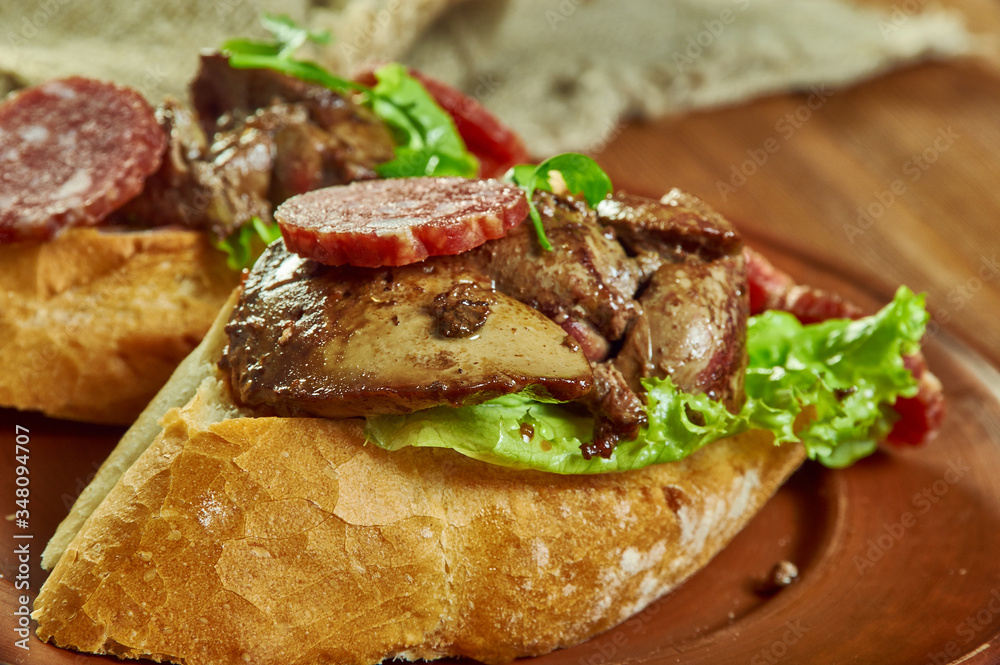Chicken liver chorizo open sandwich Chicken liver chorizo open sandwich