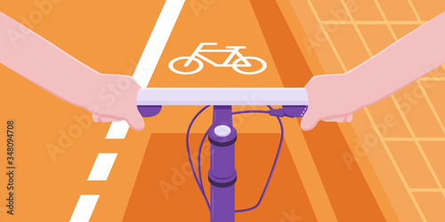 Riding a bike on the road joyfully
Illustration about ride the bicycle.
