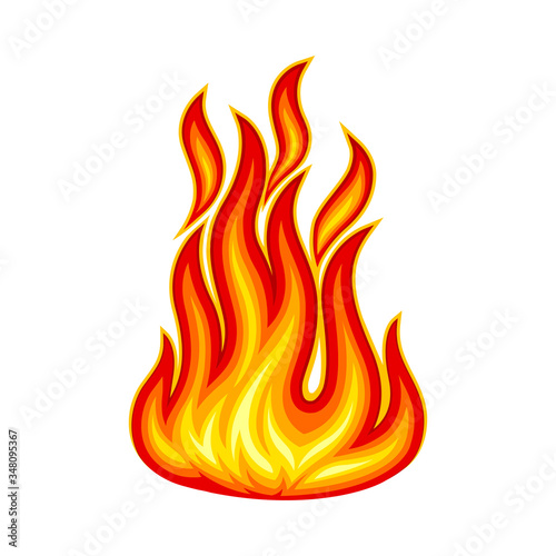 Fire Flames with Bright Orange Blazing Tongues Vector Illustration