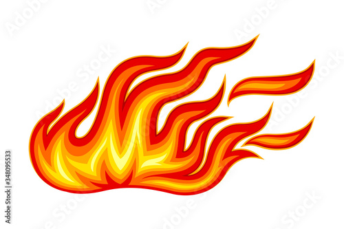Fire Flames with Bright Orange Blazing Tongues Vector Illustration