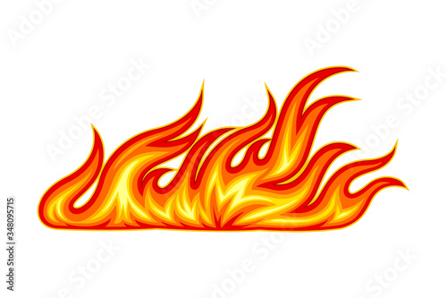 Fire Flames with Bright Orange Blazing Tongues Vector Illustration