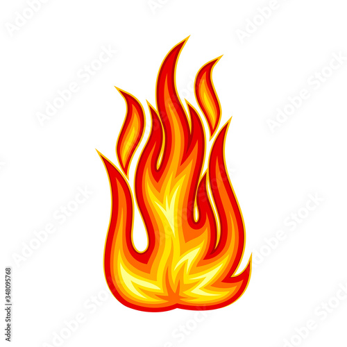 Flame Body with Bright Orange Blazing Tongues Vector Illustration