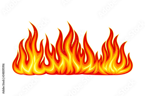 Flame Body with Bright Orange Blazing Tongues Vector Illustration
