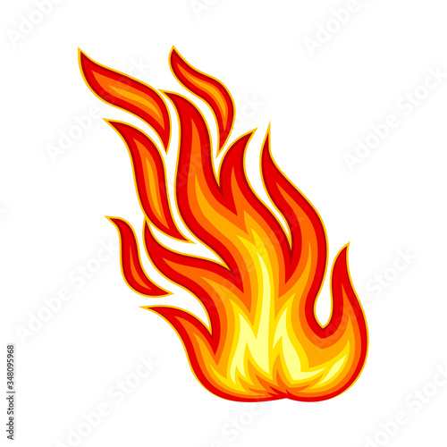 Flame Body with Bright Orange Blazing Tongues Vector Illustration