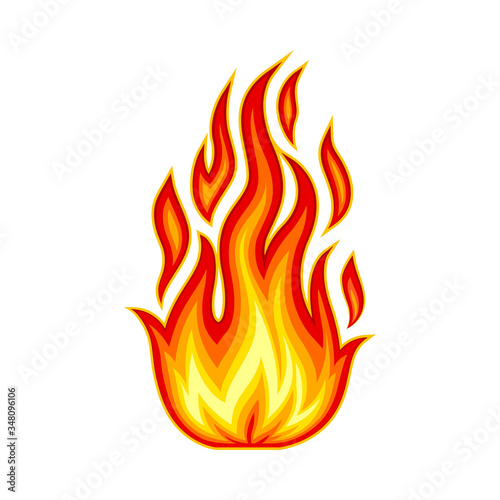 Bright Fire Blaze Isolated on White Background Vector Illustration