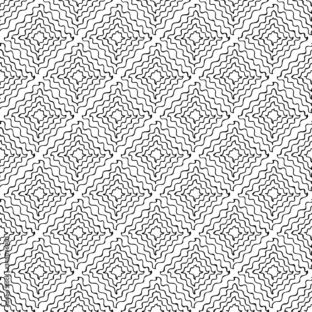 Hand drawn abstract seamless pattern with rhombs, lattice, doodle. Vector illustration. EPS 10 Hand drawn abstract seamless pattern with rhombs, lattice, doodle. Vector illustration. EPS 10