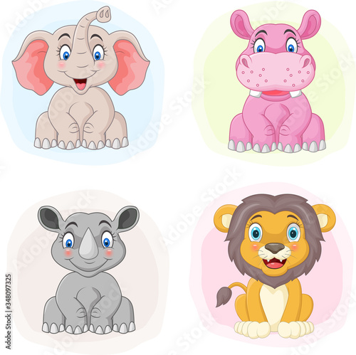 Set of cartoon zoo animals