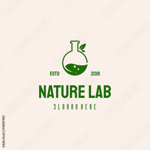 Nature laboratory logo hipster retro vintage vector template