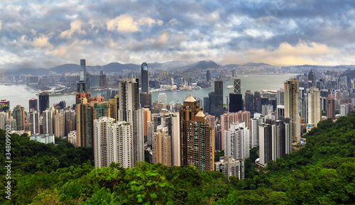 Hong Kong cityscape panorama from Victoria peak, China - Asia