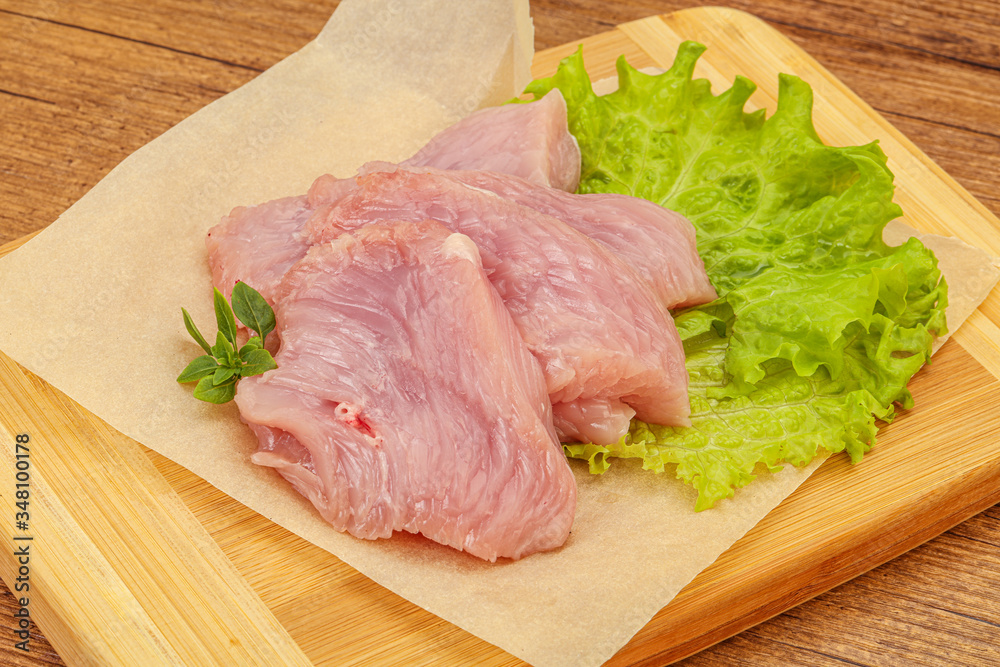 Raw turkey breast steak for cooking Raw turkey breast steak for cooking
