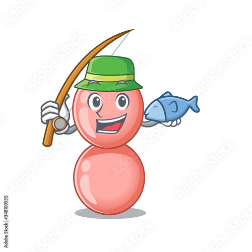 Cartoon design concept of neisseria gonorrhoeae while fishing