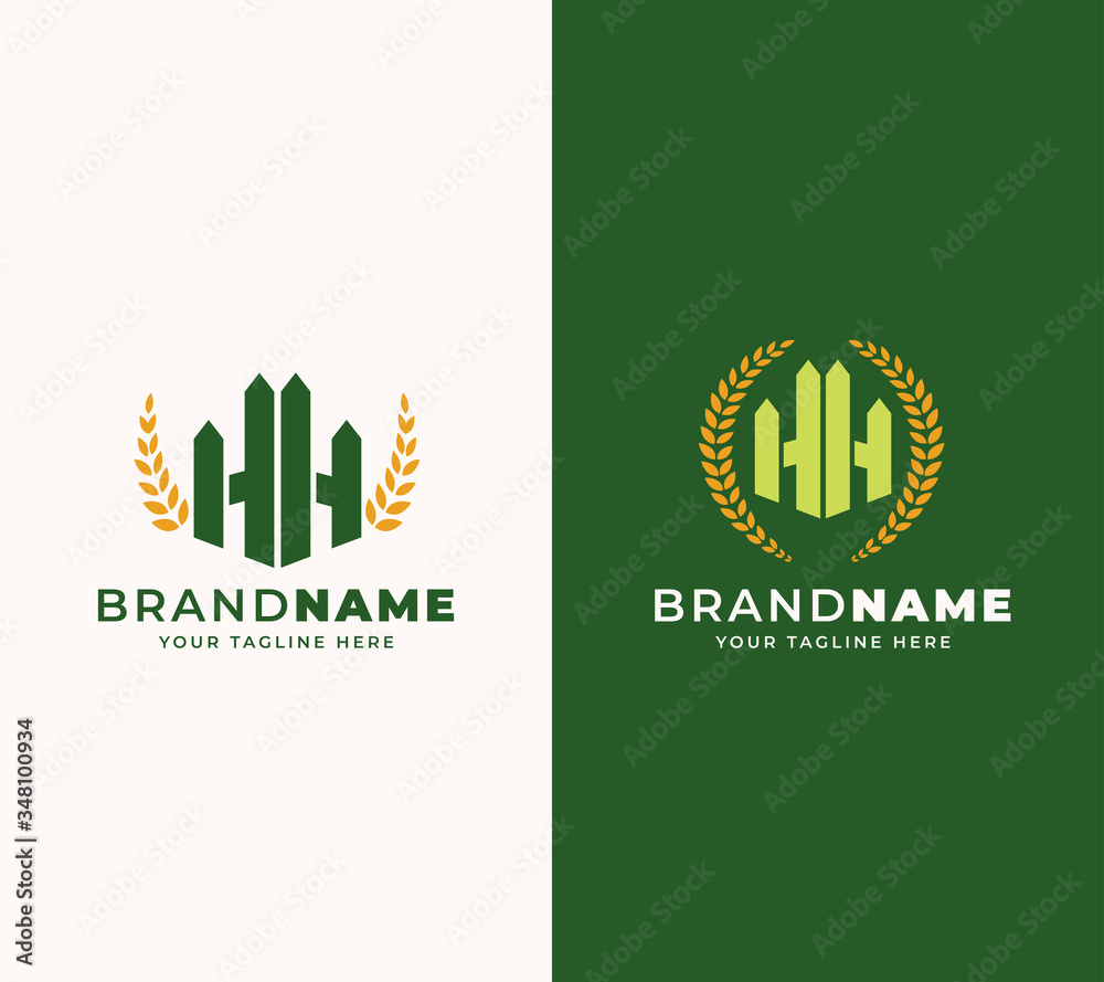 initial letter H H logo design. vector design fresh farm food initial letter H H logo design. vector design fresh farm food