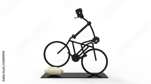Fototapeta Naklejka Na Ścianę i Meble -  3D rendering of a metal wire art piece of a bicycle person isolated