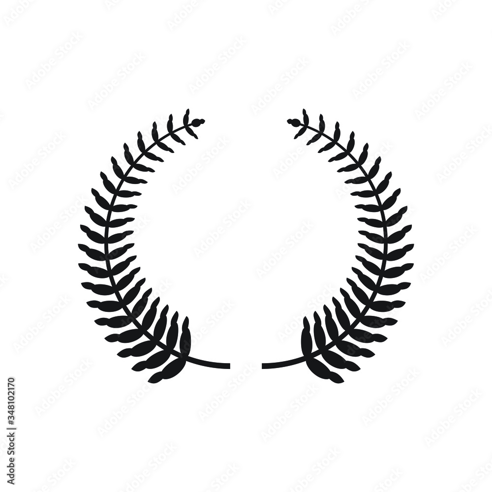 Laurel wreath silhouette icon design isolated on white background Laurel wreath silhouette icon design isolated on white background