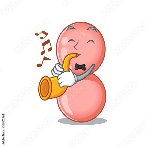 Talented musician of neisseria gonorrhoeae cartoon design playing a trumpet