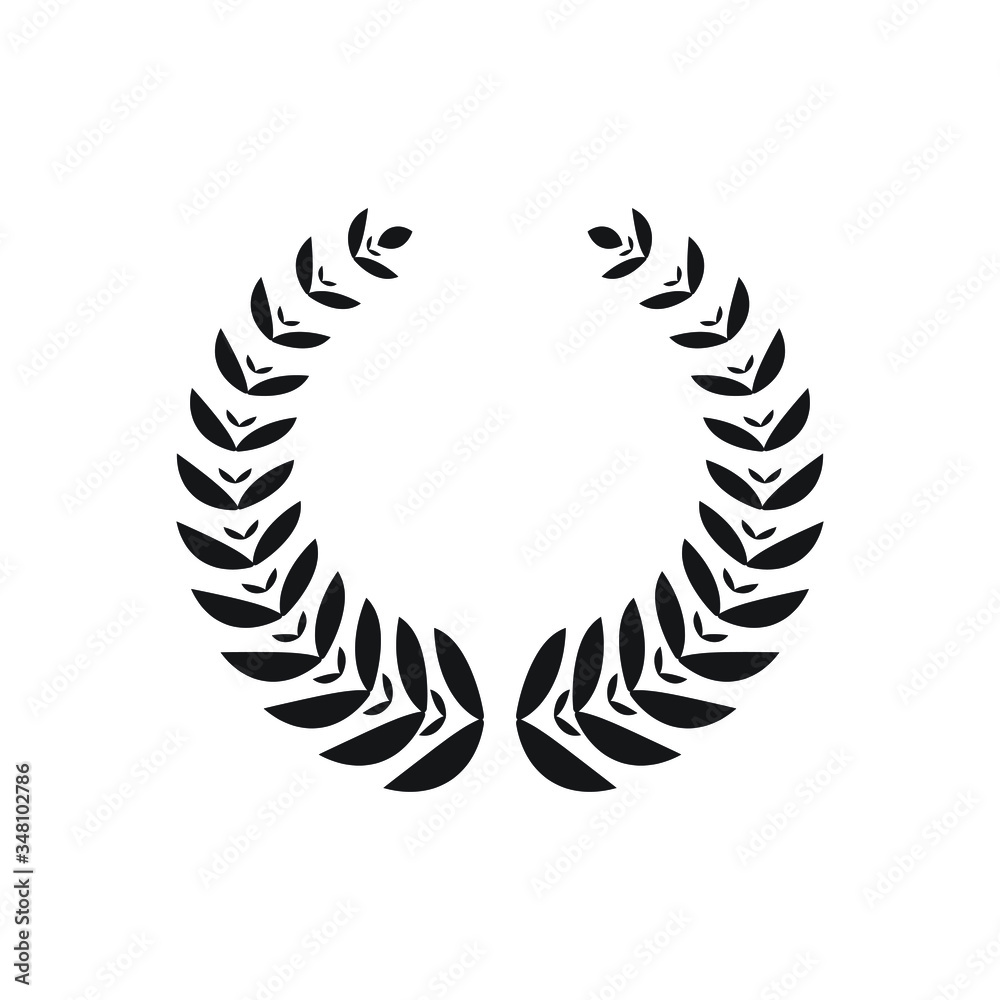 Laurel wreath silhouette icon design isolated on white background Laurel wreath silhouette icon design isolated on white background