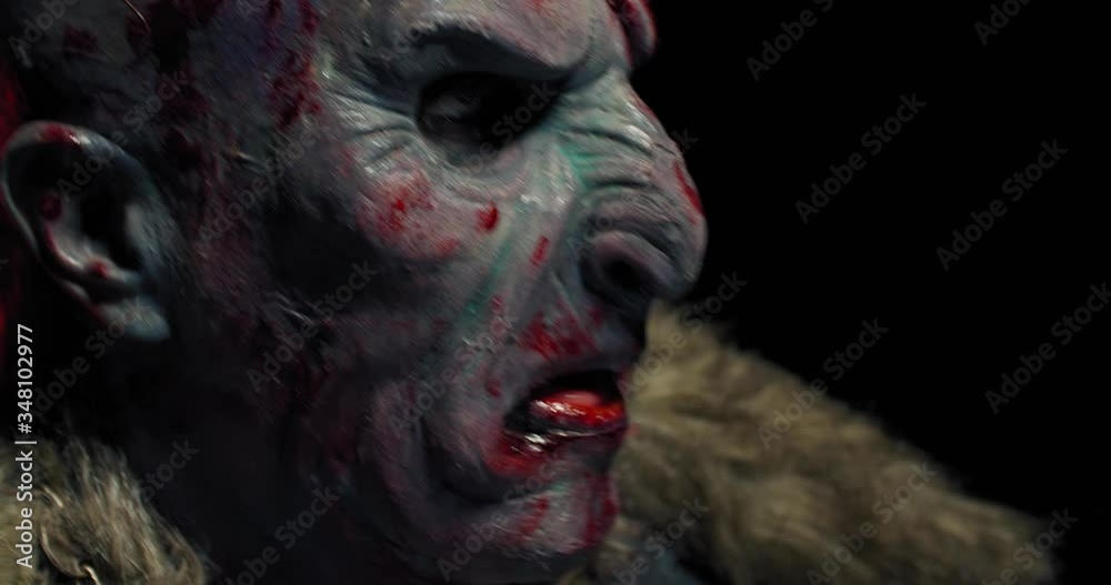Close up of a scary orc with bloody face, profile shot, realistic fantasy, 4k Close up of a scary orc with bloody face, profile shot, realistic fantasy, 4k