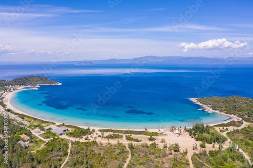 Aerial drone view of Paliouri Beach in Kassandra Sithonia penisula  Chalkidiki Greece  © Chawran