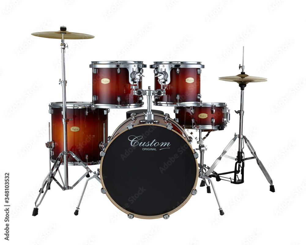 Drum set, Percussion String Band Music Instrument Isolated on White background Drum set, Percussion String Band Music Instrument Isolated on White background