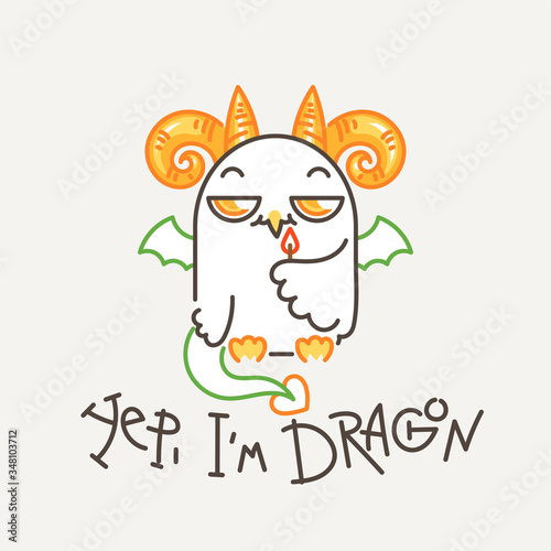 Cute owl in line style with quote. Print for poster, t-shirt, logo, stiker, textile or bags