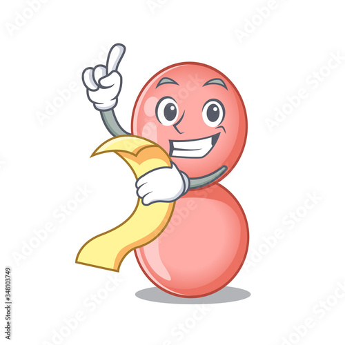 Neisseria gonorrhoeae mascot character design with a menu on his hand